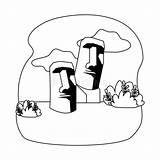 Moai Landmark Vacation sketch template