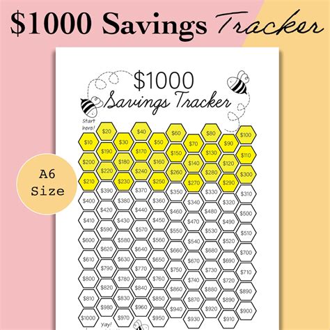 savings tracker printable  savings challenge etsy