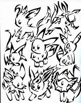 Eeveelutions Pages Pokemon Eevee Evolutions sketch template