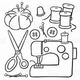 Drawing Sewing Clipart Line Machine Cartoon Drawings Nähen Items Elements Cartoons Para Costura Desenho Hand Tattoo Quilting Embroidery Patterns Variety sketch template