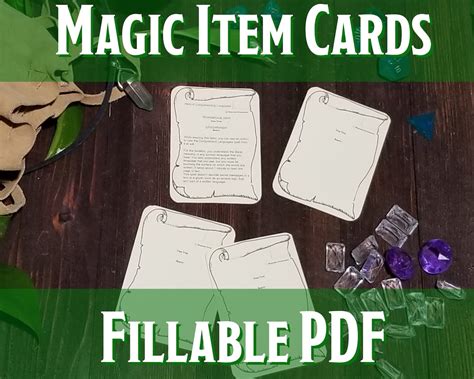 dd magic item cards printable fillable  dungeons  etsy