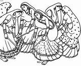 Coloring Dandiya Indian Garba Gujarat Sketch Dances Navratri 4to40 Raas Surat Madhubani Dancers Calm sketch template
