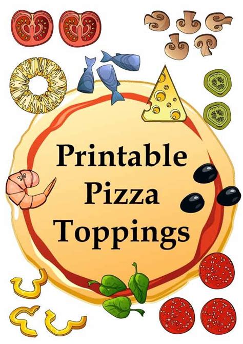 printable pizza toppings  pages esl vault