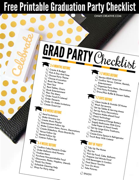 plan  perfect party    printable graduation party checklist