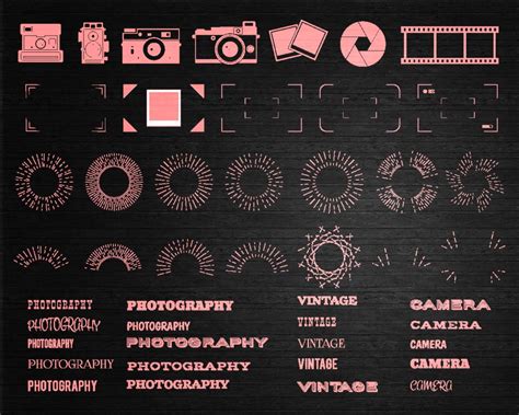photography elements and fonts vector free download