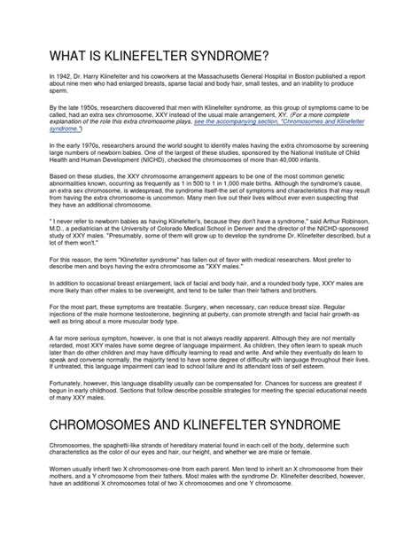 Understanding Klinefelter Syndrome Causes Symptoms Diagnosis And The