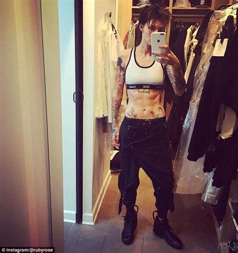 ruby rose shows off her washboard after gruelling 300 sit