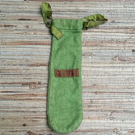 Vintage Tiffany And Co Small Green Felt Plush Drawstring