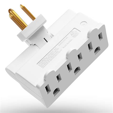 outlet wall adapter fosmon etl listed  prong swivel grounded indoor ac mini plug wall tap