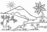 Mewarnai Pemandangan Alam Gunung Desa Pecinta Daerah Diberbagai Terkenal Tujuan Indonesia sketch template