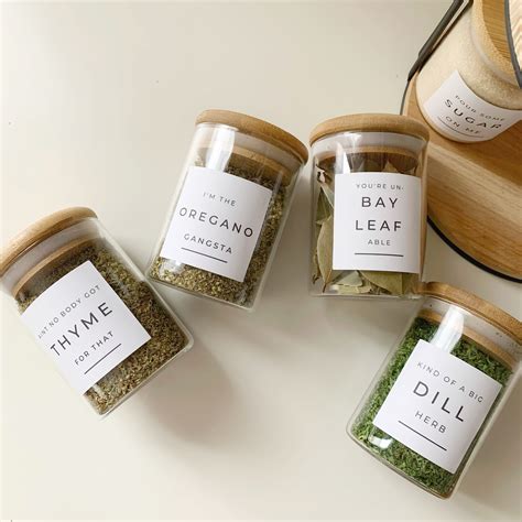 diy printable spice jar labels   punny