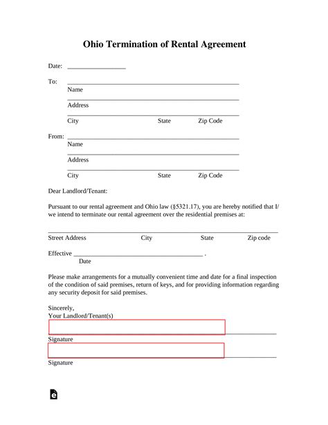 ohio lease termination letter form 30 day notice eforms
