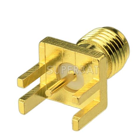 sma jack female pcb connector straight solder    launch