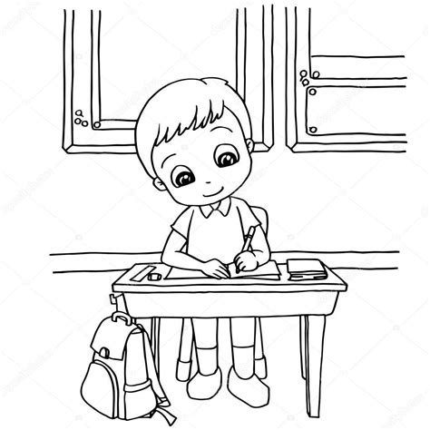 kids  homework  class cartoon coloring page vector stock vector