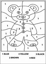 Kindergarten Worksheets Number Color Printable Coloring Numbers Preschool Colors Bear Choose Board Teddy sketch template