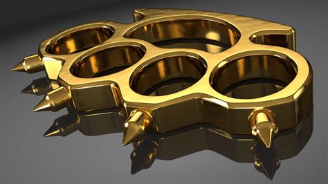 spiked golden brass knuckles  model turbosquid