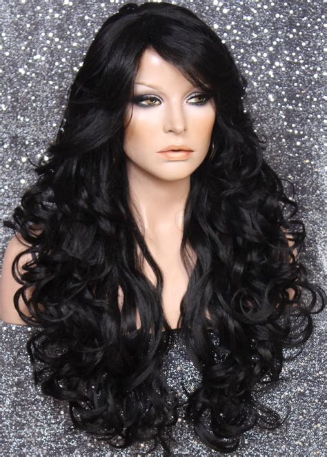 beautiful  black long full human hair blend wig heat etsy full lace front wigs blonde lace