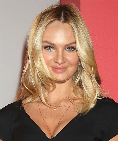 Candice Swanepoel Long Straight Golden Blonde Hairstyle