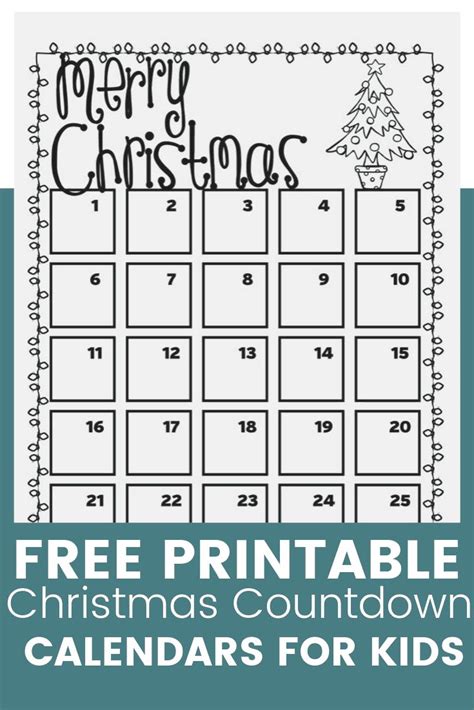 christmas countdown calendar printable  printable calendar collection