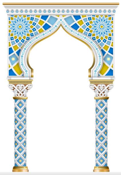 temple ornate arch column illustrations royalty  vector graphics
