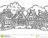 Village Coloring Medieval Illustration Houses Sheet Pages Timbered Half House Doodle Printable Designlooter Dreamstime Drawings Line 39kb 1300 Stock sketch template
