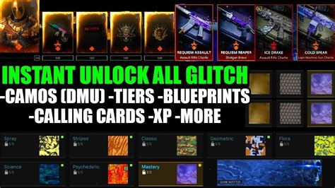 instant unlock  glitch variantscamosxptiers bot lobby
