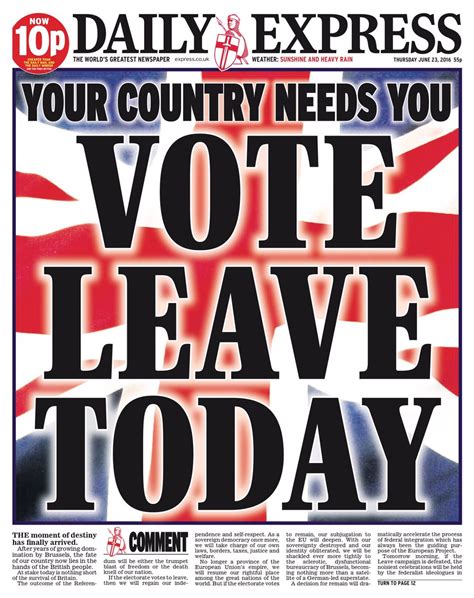 britains newspaper front pages show positive brexit scaremongering remain