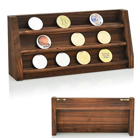 layers coin display stand coin case collector wooden coin storage