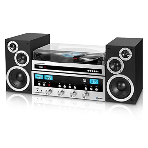 innovative technology itcds  classic retro bluetooth stereo system  turntable black