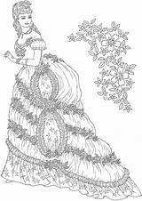 Coloring Pages Victorian Gowns Dover Publications Welcome Princess Doverpublications Ch sketch template