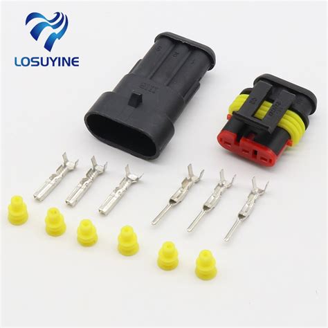5 Sets Kit 3 Pin Way Waterproof Electrical Wire Automotive Connector