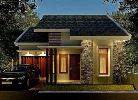 model desain rumah minimalis tampak depan  batu alam  lantai