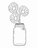 Jar Coloring Mason Pages Daisy Drawing Bouquet Marble Template Etsy Getcolorings Printable Flower Sold Getdrawings sketch template