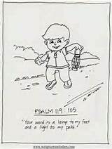 Psalm Coloring Bible Pages 119 105 Psalms Kids Sheets Path Preschool Verse School Verses Colouring sketch template