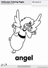 Coloring Angel Halloween Pages Contains sketch template