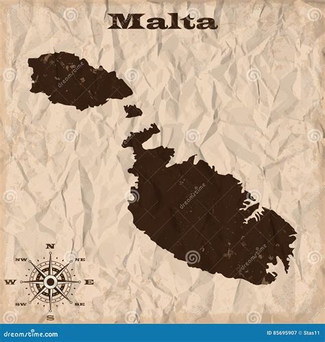 de oude kaart van malta met grunge en verfrommeld document vector illustratie stock illustratie