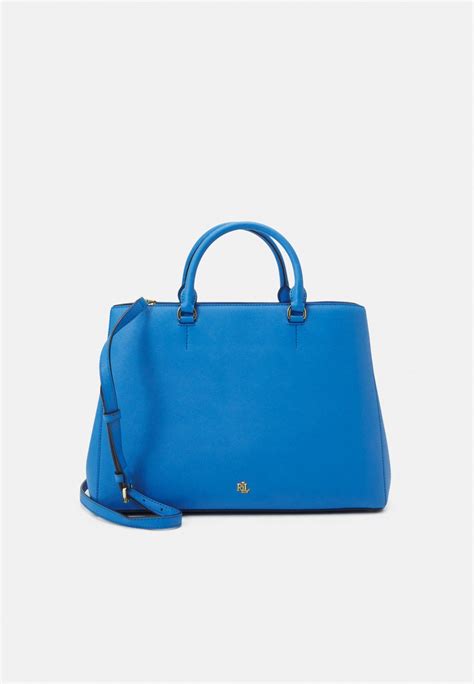 lauren ralph lauren hanna satchel large handbag new england blue