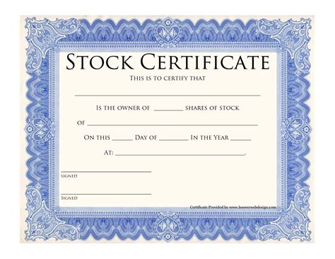 blank stock certificate template printable stock certificates