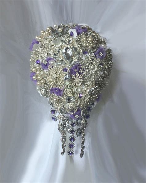 Lavender And Purple Cascading Brooch Bouquet Emma