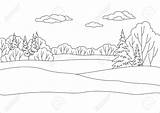 Landscape Outline Drawing Forest Winter Deciduous Snowy Trees Coloring Background Sky Coniferous Tree Pages Scenery Under Clipart Getdrawings Choose Board sketch template