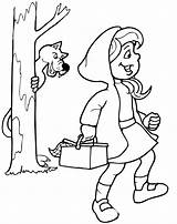 Red Little Riding Hood Coloring Grandma Wolf Way Her sketch template