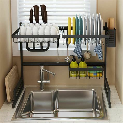 sink rack dish drainer  kitchen sink racks stainless steel   sink shelf storage rack