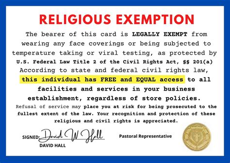 religious exemption letters  employees  religious exemption