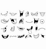 Mouths Outlined Malen Comic Expressions Vectorstock Ears Nose Mund Surfnetkids sketch template