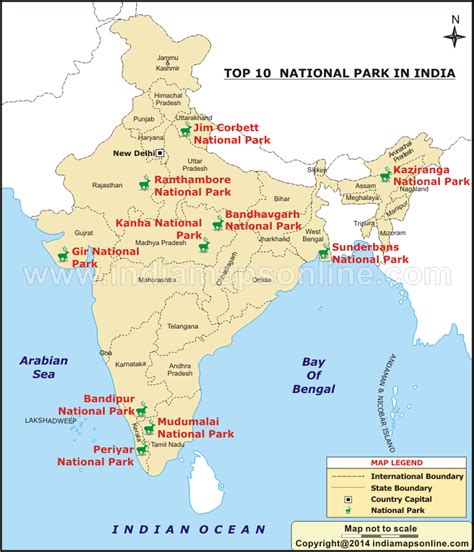 national parks  india map