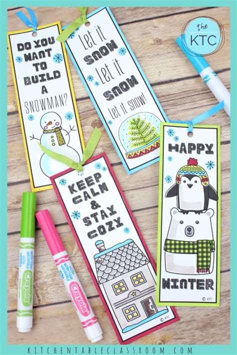 winter bookmarks  print  color  kitchen table classroom