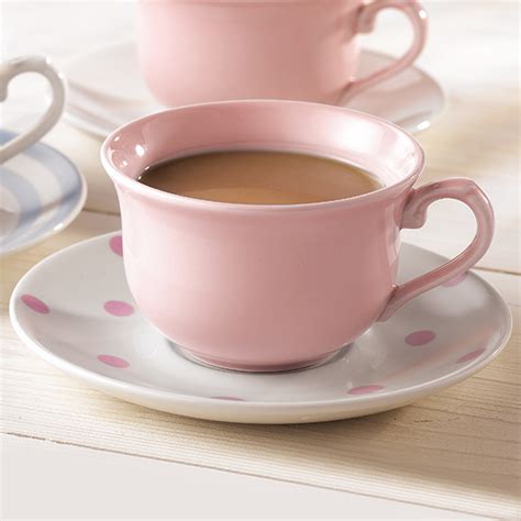 churchill vintage pink tea cup  spotted saucer