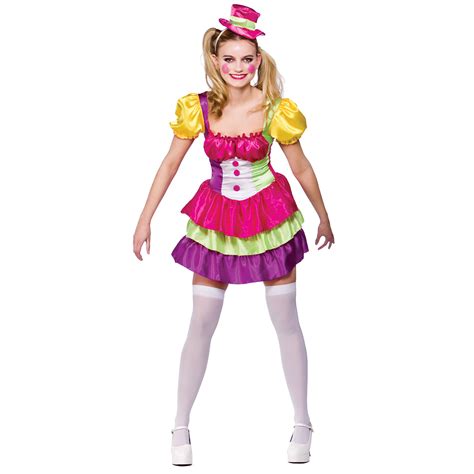adult womens sexy cute clown circus party halloween fancy dress costume
