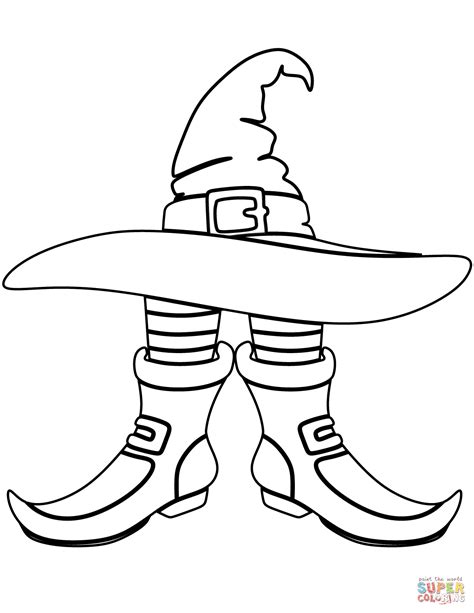 witch hat  boots coloring page  printable coloring pages