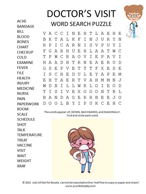 doctors visit word search puzzle puzzles  play